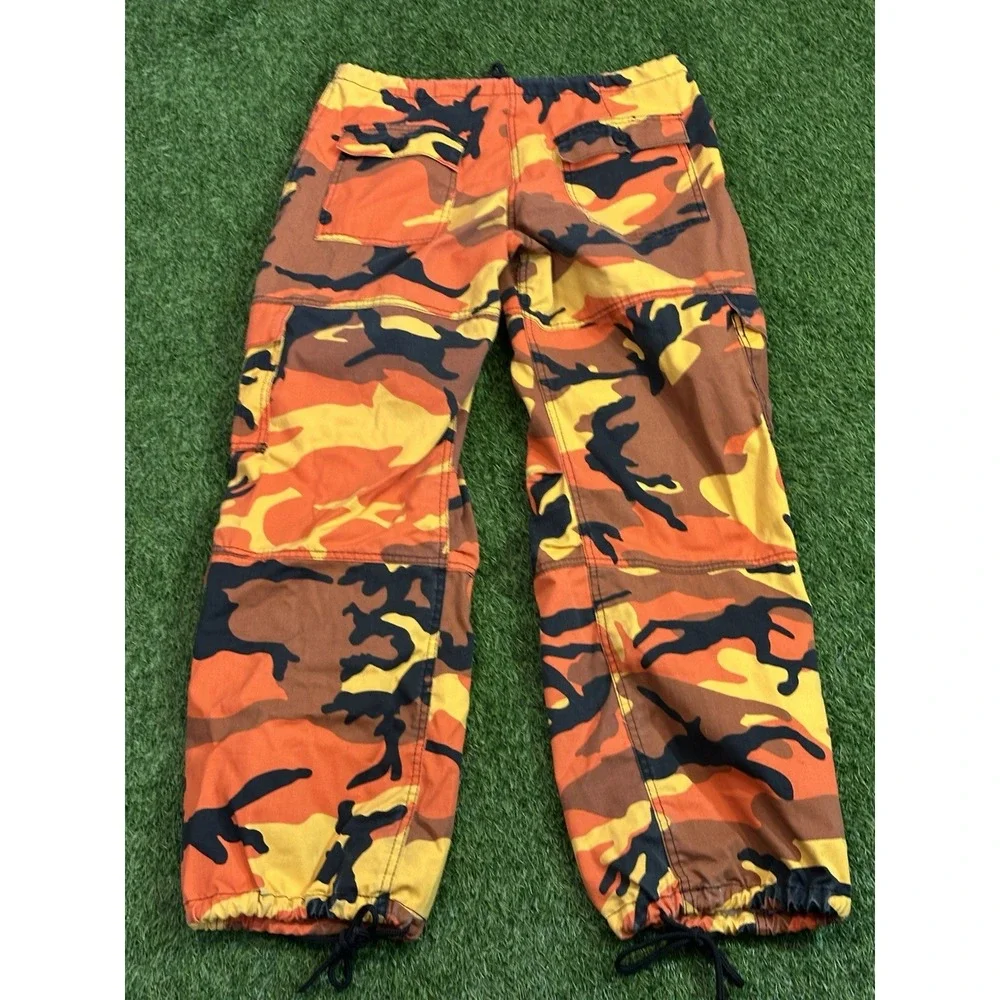 Vtg Rothco Military‎ Cargo Pants Mens XS Faded Double Knee Orange Camouflage